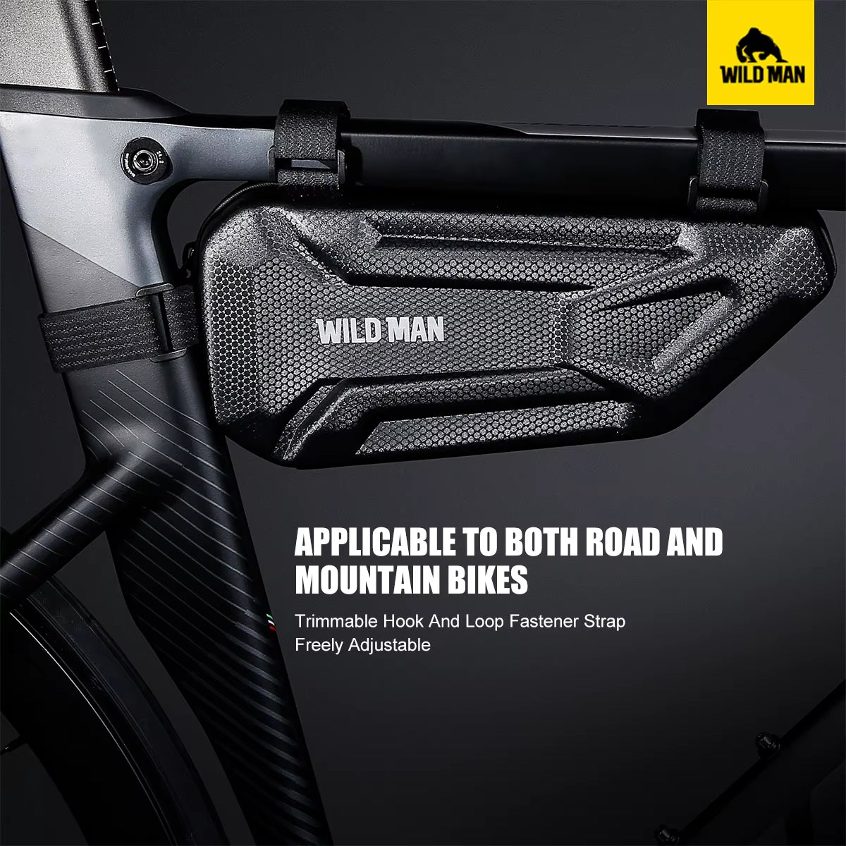 XT4 Bicycle Triangle Frame Bag - EVA Hard Shell Zippered Storage Pouch with Mesh and Three Hook Loop Straps for MTB and Road Cycling