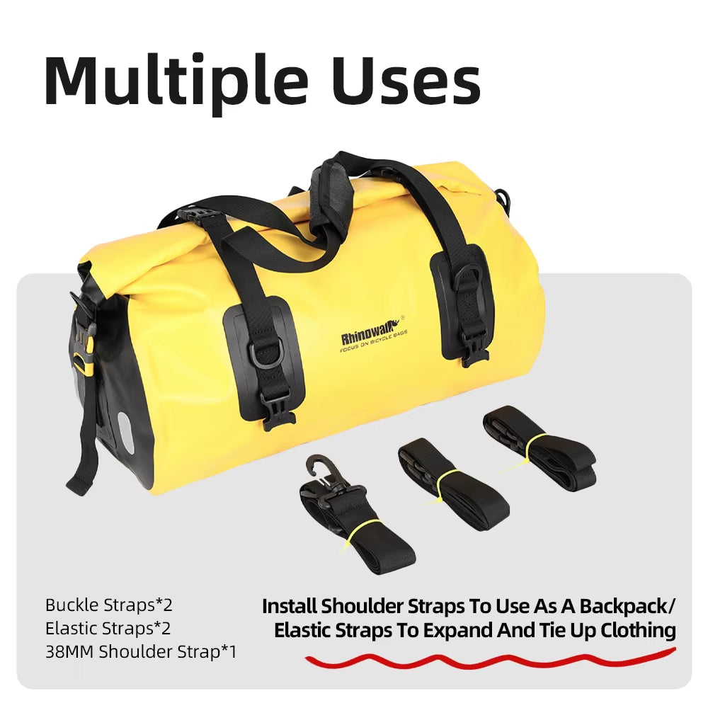 Waterproof Bicycle Side Pannier Bag - 20L/27L Quick Release for Rear Rack - Ideal for Bikepacking and Cycling - Single Unit Sale