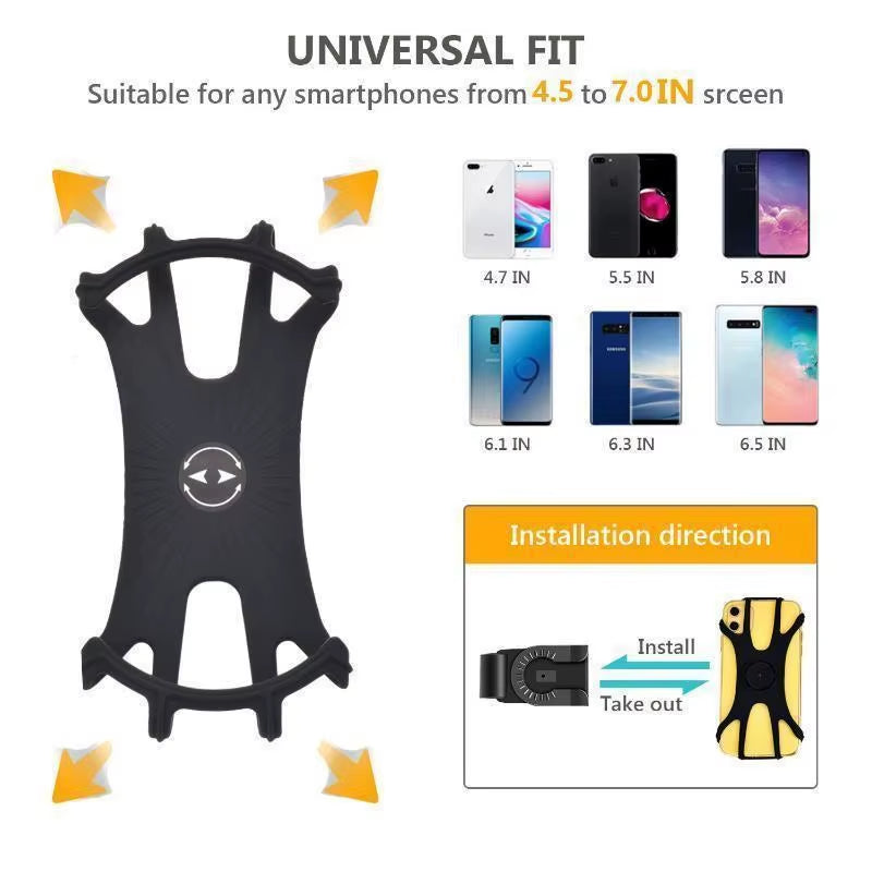 360° Adjustable Removable Bicycle Phone Holder - Universal Motorcycle Mobile Phone Rack for Handlebar Installation