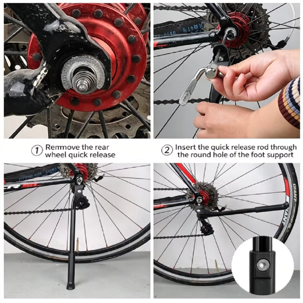 Carbon Fiber Bicycle Foot Support for Mountain Bikes - Rear Folding Parking Frame Accessories