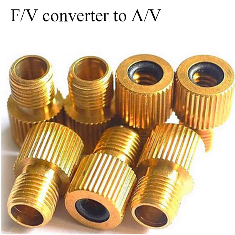 5-Piece Presta to Schrader Valve Adapter Set for Bicycles - Gold Bicycle Tire Conversion Accessories