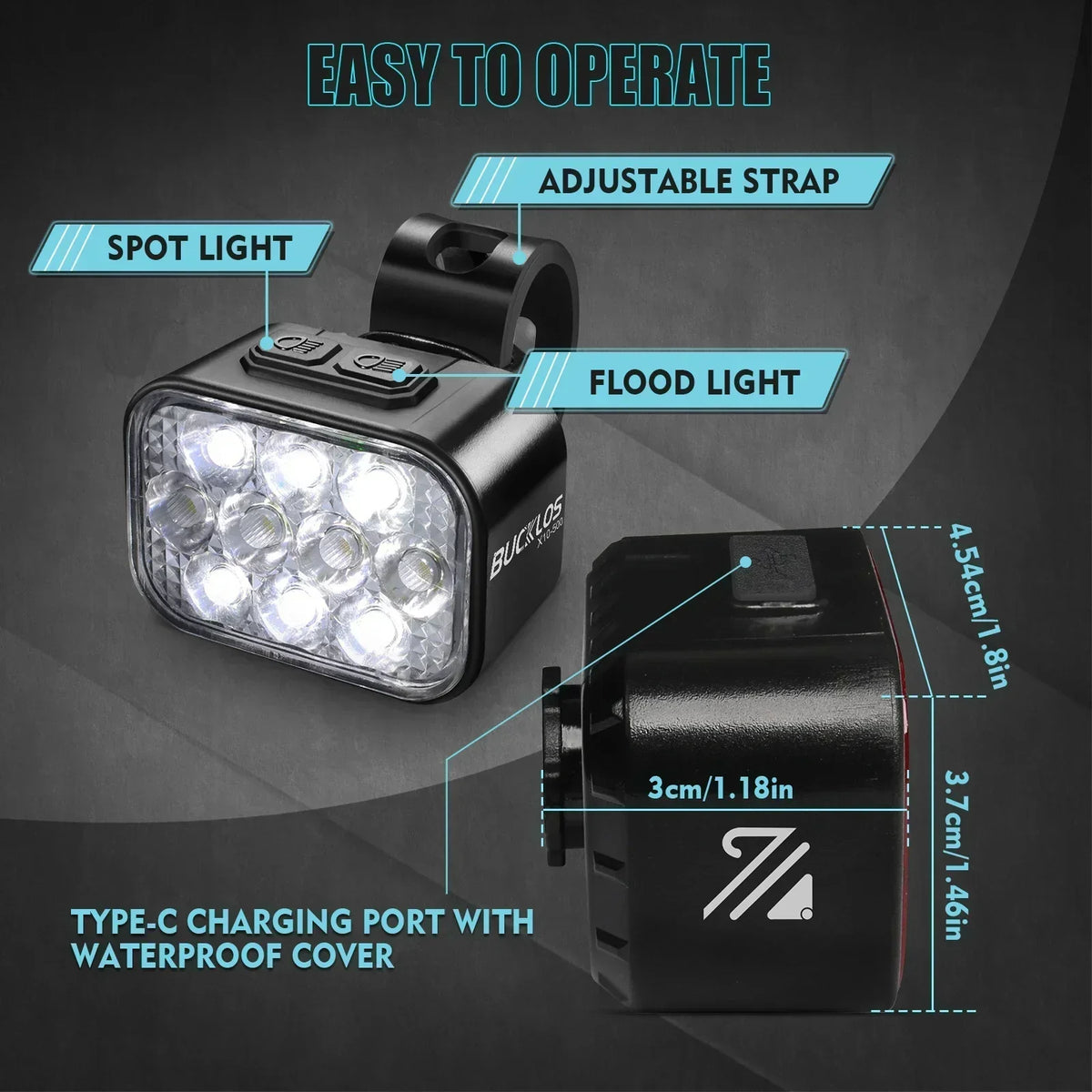 High-Intensity Waterproof LED Bicycle Light Set with Type-C Charging for Front and Rear Use