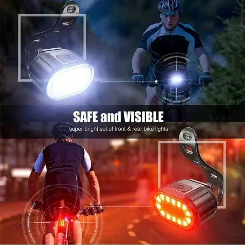 Rechargeable Bike Light Set - Waterproof Front and Rear LED Headlights with USB Charging for MTB Cycling