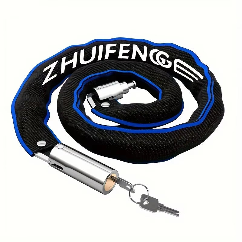 Heavy-Duty Waterproof Metal Bicycle and Motorcycle Chain Lock with Key - Anti-Theft Security Solution
