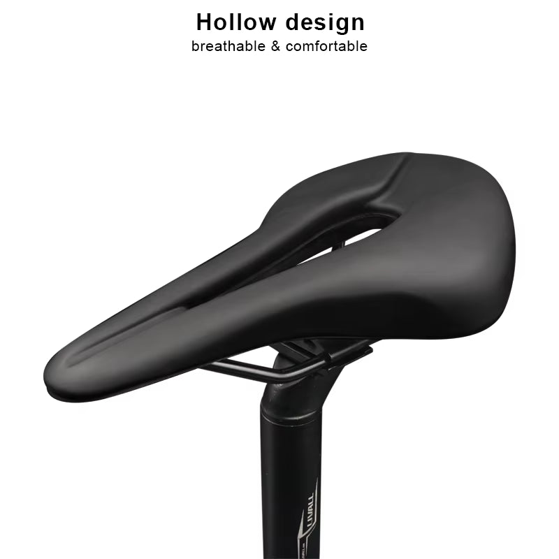 Breathable Hollow Design PU Leather Bicycle Saddle - Soft and Comfortable One-Piece Cushion for MTB and Road Bikes