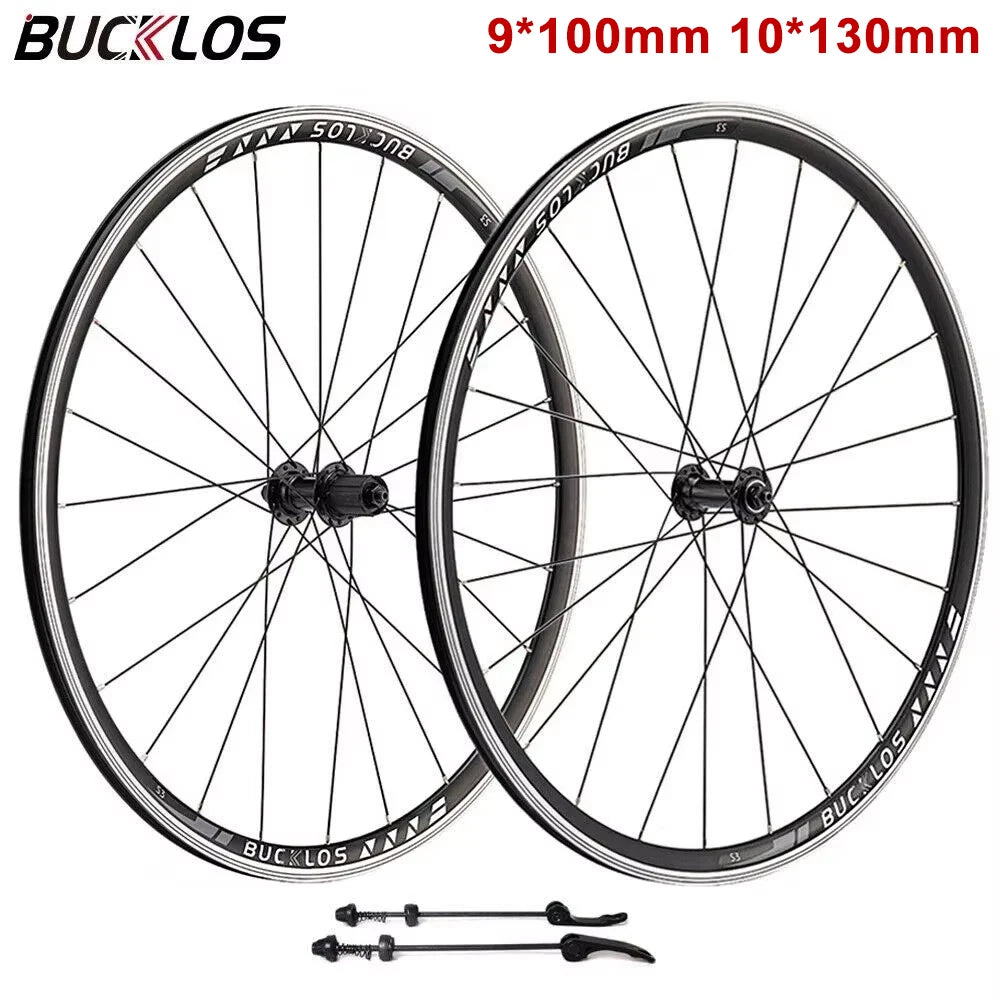 700C Aluminum Alloy Road Bike Wheelset with V-Brake, 9x100mm Front and 10x130mm Rear Compatibility