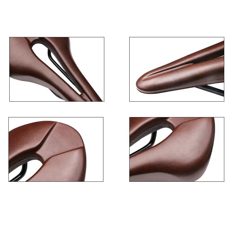 Breathable Hollow Design PU Leather Bicycle Saddle - Soft and Comfortable One-Piece Cushion for MTB and Road Bikes