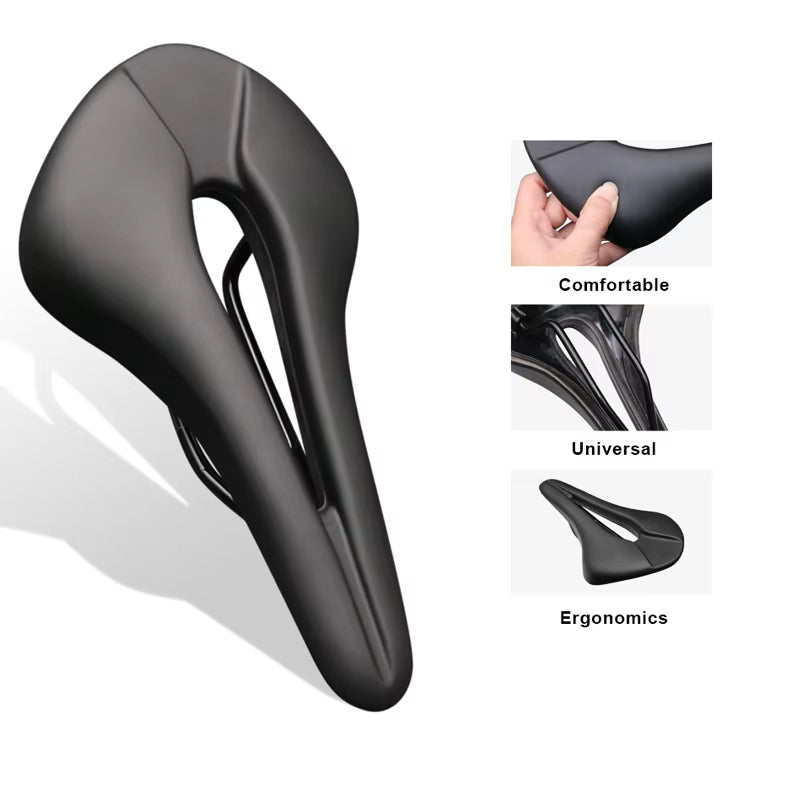 Breathable Hollow Design PU Leather Bicycle Saddle - Soft and Comfortable One-Piece Cushion for MTB and Road Bikes