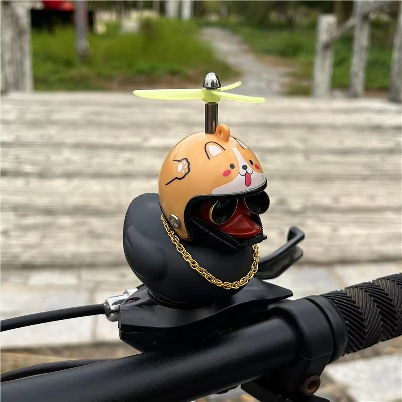 Rubber Duck Bicycle Accessories with Strap and Propeller Horns for Kids and Adults - Fun Outdoor Decoration