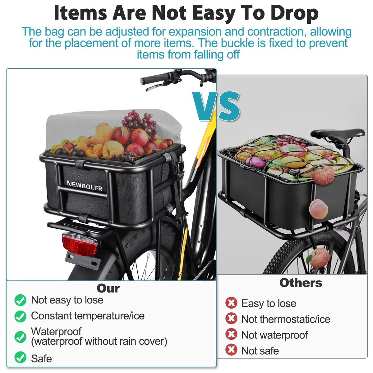 Large Capacity Rear Bicycle Cargo Rack Bag for E-Bikes and Outdoor Travel Shopping