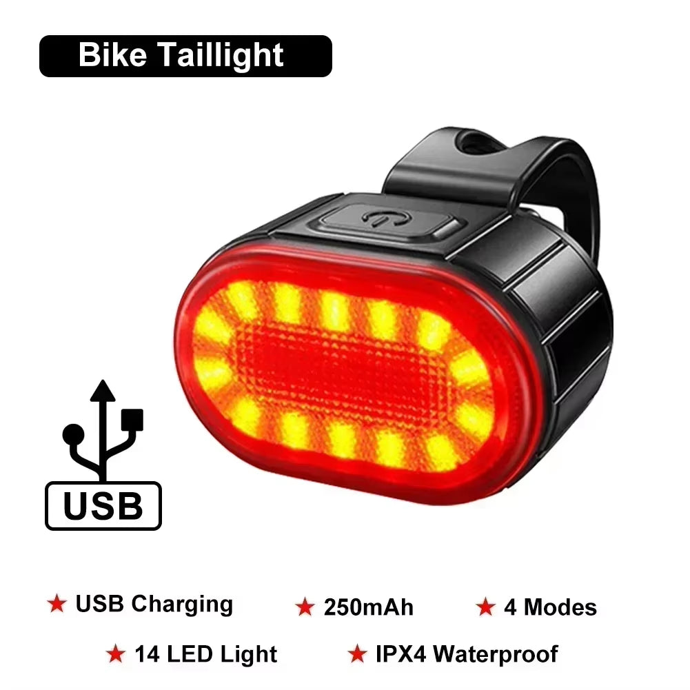 Rechargeable Bike Light Set - Waterproof Front and Rear LED Headlights with USB Charging for MTB Cycling