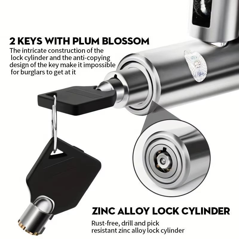 Heavy-Duty Waterproof Metal Bicycle and Motorcycle Chain Lock with Key - Anti-Theft Security Solution
