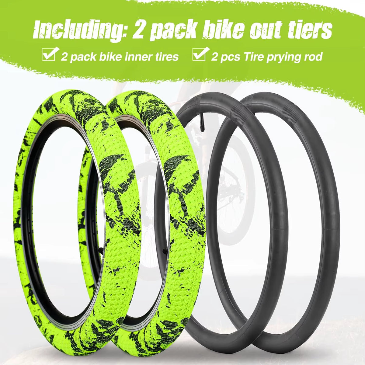 ZUKKA 2-Pack 20" BMX Bike Tire and Tube Set for Kids' City Bikes - Durable Grip Replacement Tires