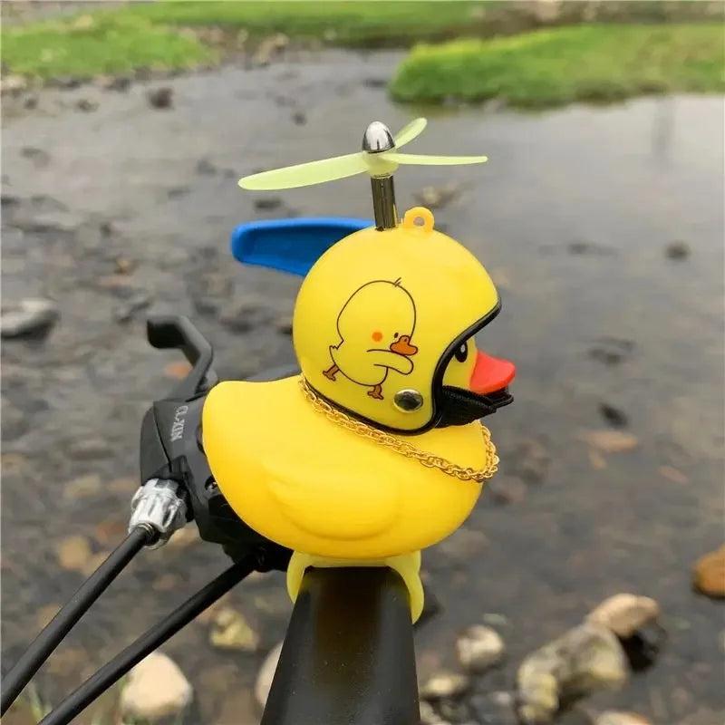 Rubber Duck Bicycle Accessories with Strap and Propeller Horns for Kids and Adults - Fun Outdoor Decoration