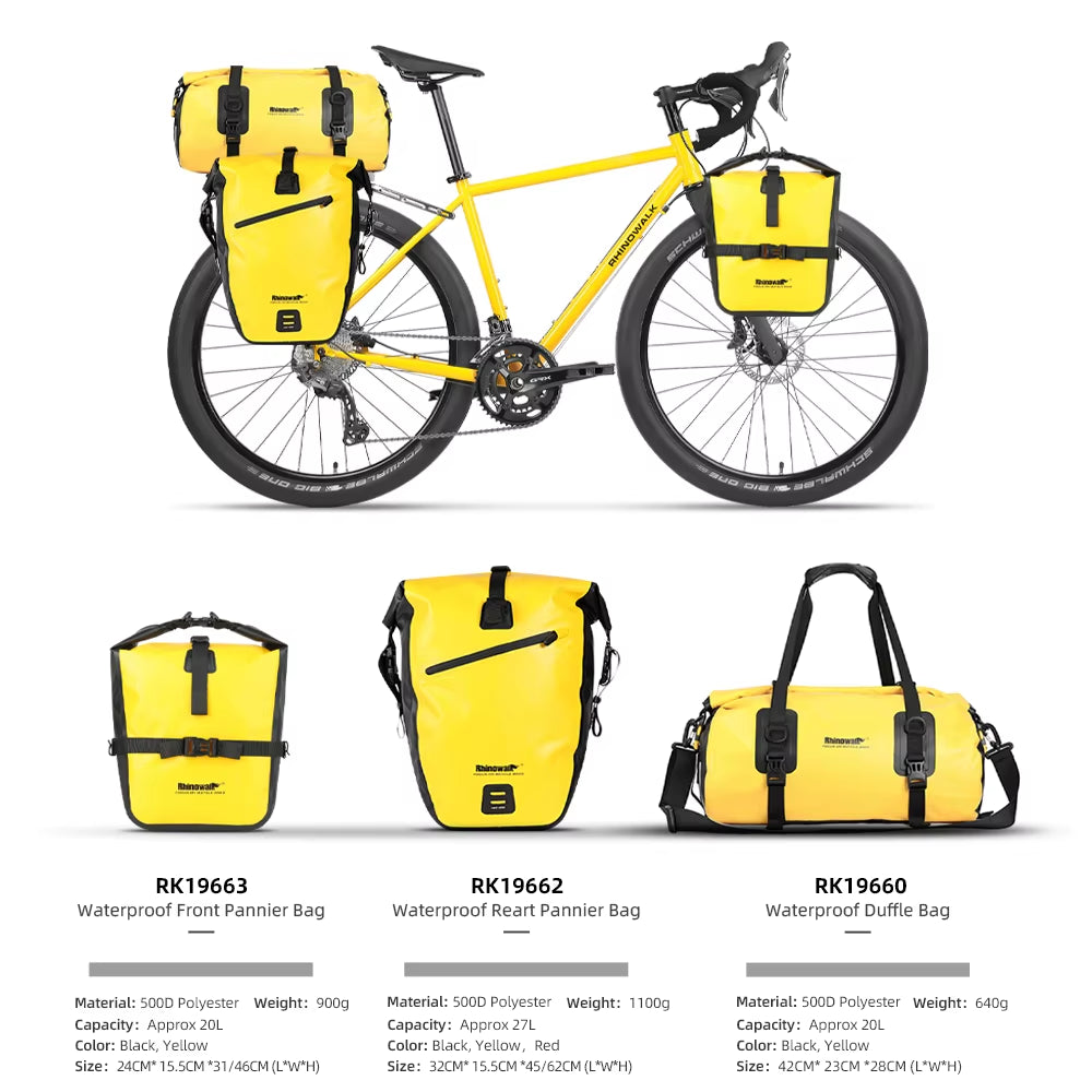 Waterproof Bicycle Side Pannier Bag - 20L/27L Quick Release for Rear Rack - Ideal for Bikepacking and Cycling - Single Unit Sale