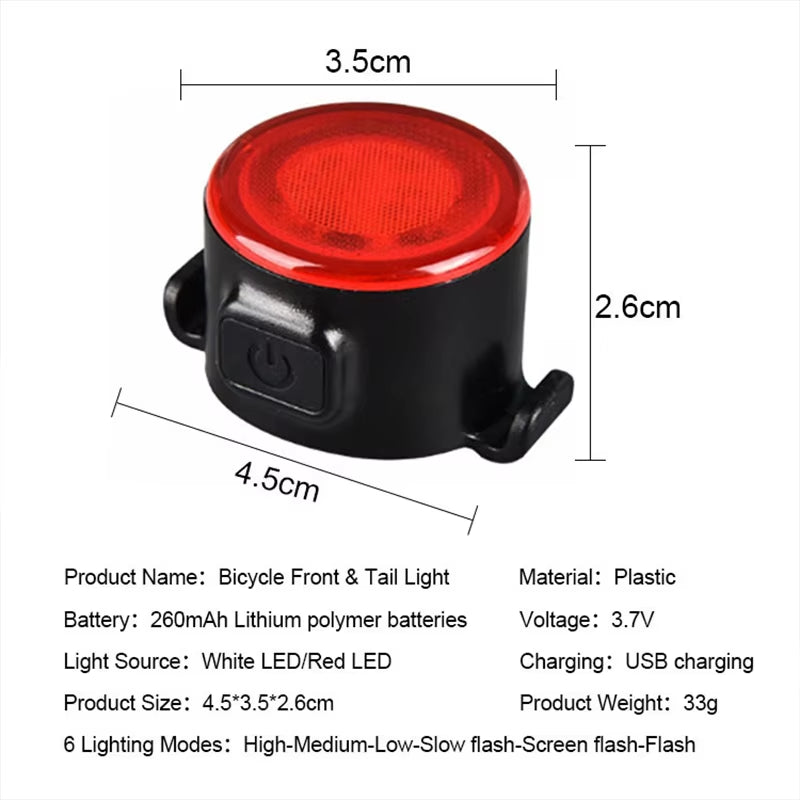 LED Bicycle Front and Rear Light Set - Waterproof USB Rechargeable Flashlights for Enhanced Cycling Safety