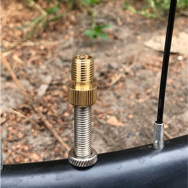 5-Piece Presta to Schrader Valve Adapter Set for Bicycles - Gold Bicycle Tire Conversion Accessories