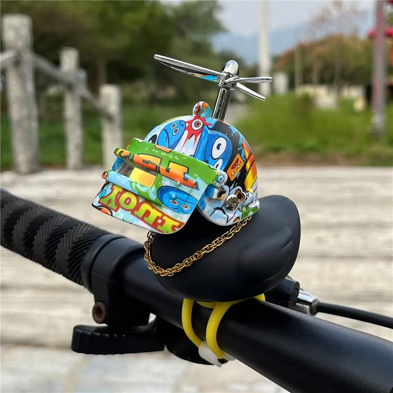 Rubber Duck Bicycle Accessories with Strap and Propeller Horns for Kids and Adults - Fun Outdoor Decoration