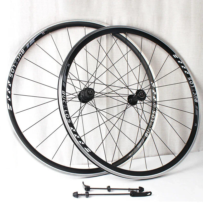 700C Aluminum Alloy Road Bike Wheelset with V-Brake, 9x100mm Front and 10x130mm Rear Compatibility