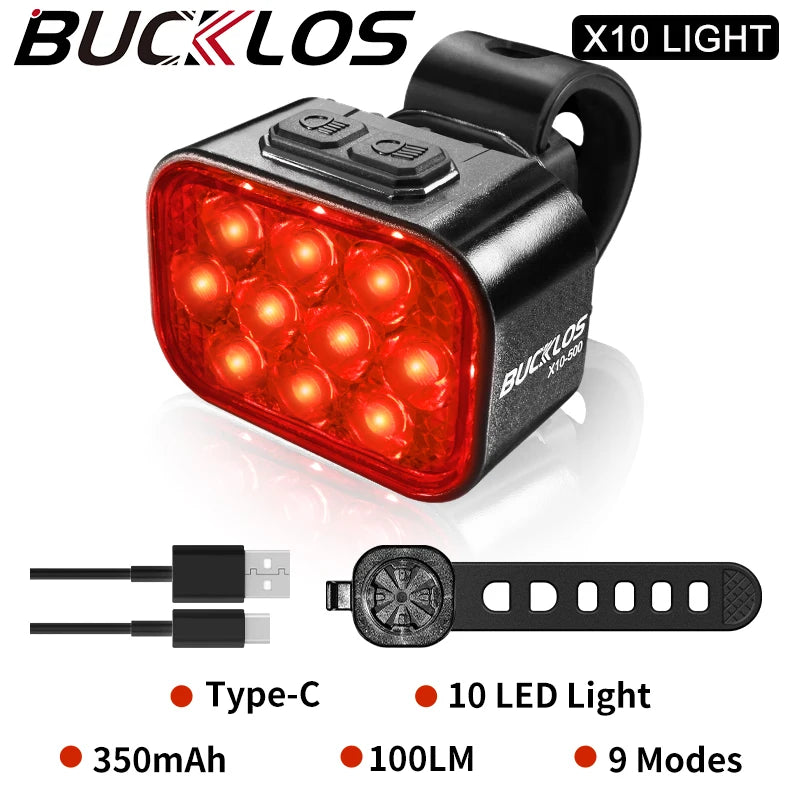 High-Intensity Waterproof LED Bicycle Light Set with Type-C Charging for Front and Rear Use