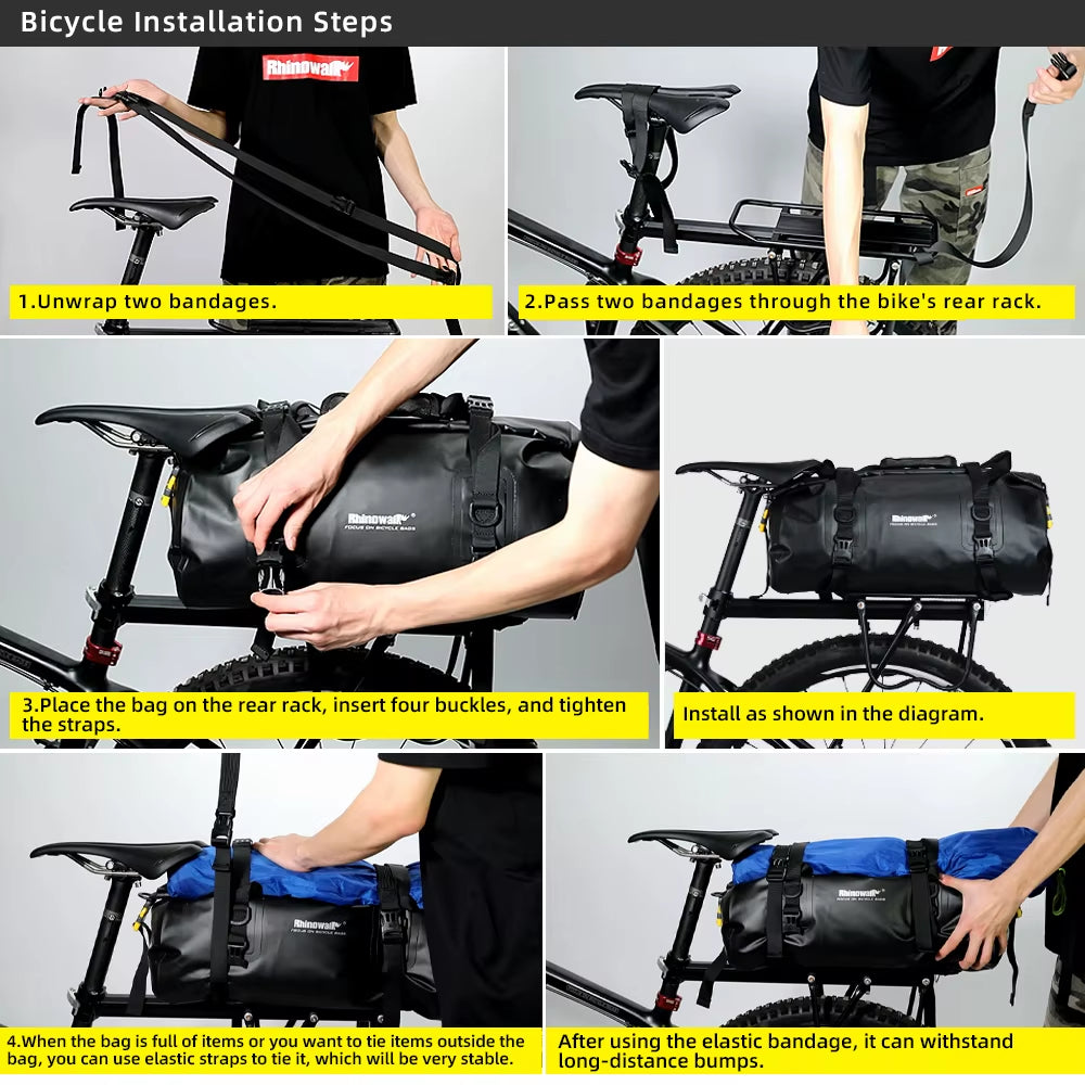 20L Waterproof Bicycle Pannier Bag - Versatile Rear Saddlebag and Shoulder Bag for Bikepacking and Gym Use