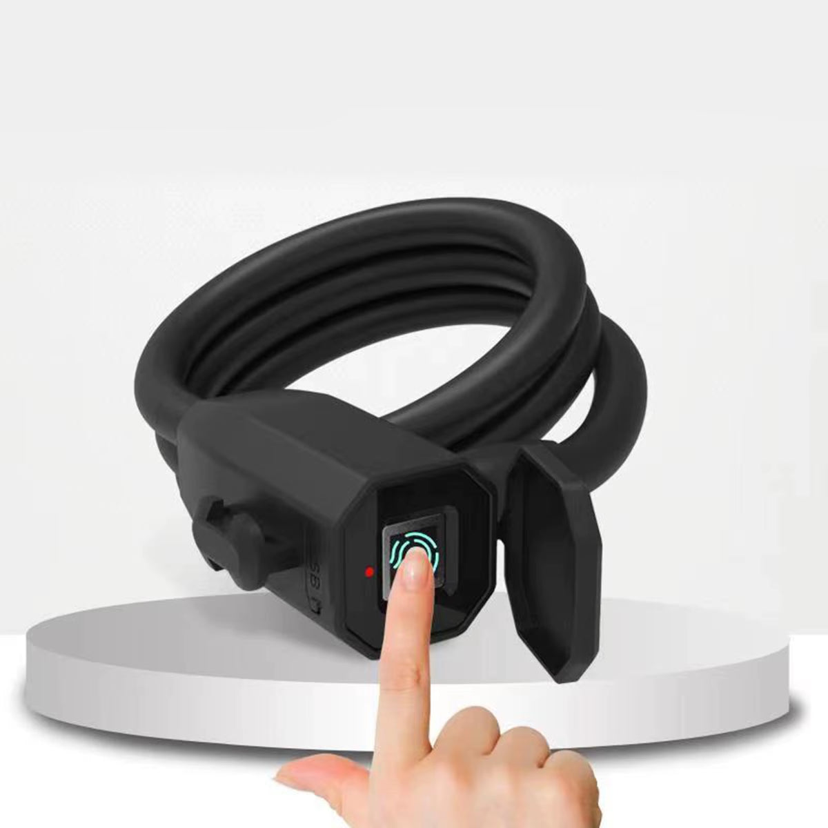 USB Rechargeable Heavy-Duty Anti-Theft Fingerprint Bicycle Lock with IP65 Waterproof Cable for Bicycle Accessories