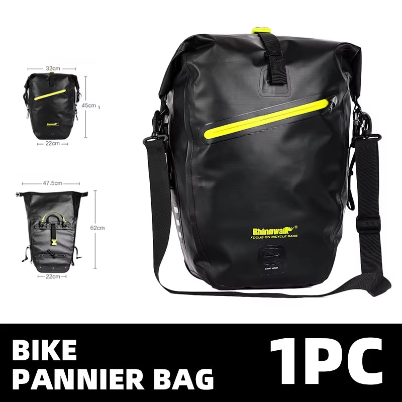 Waterproof Bicycle Side Pannier Bag - 20L/27L Quick Release for Rear Rack - Ideal for Bikepacking and Cycling - Single Unit Sale