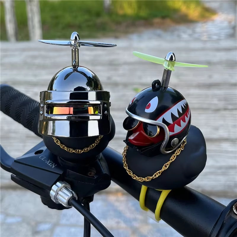 Rubber Duck Bicycle Accessories with Strap and Propeller Horns for Kids and Adults - Fun Outdoor Decoration