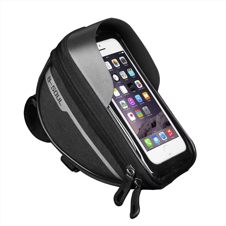 1L Bicycle Frame Top Tube Bag with Touch Screen Phone Holder - MTB Handlebar Cycling Accessory