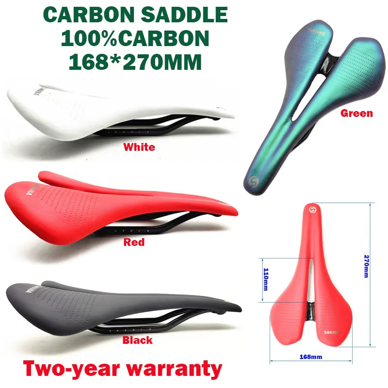Carbon Saddle Road MTB Bicycle Saddle for Men - Trail Comfort Racing Seat, 270 x 168 mm