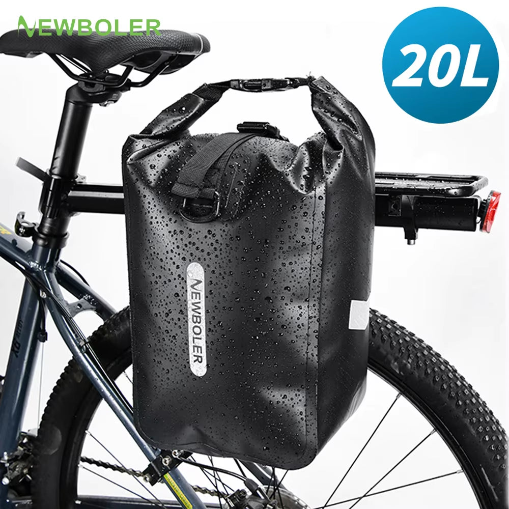 100% Waterproof 20L Bicycle Rear Rack Bag - Travel Cycling Pannier for Tail Seat Trunk