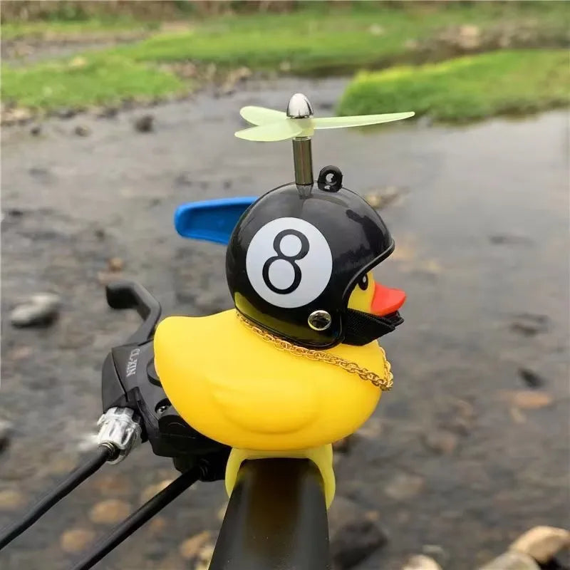 Rubber Duck Bicycle Accessories with Strap and Propeller Horns for Kids and Adults - Fun Outdoor Decoration