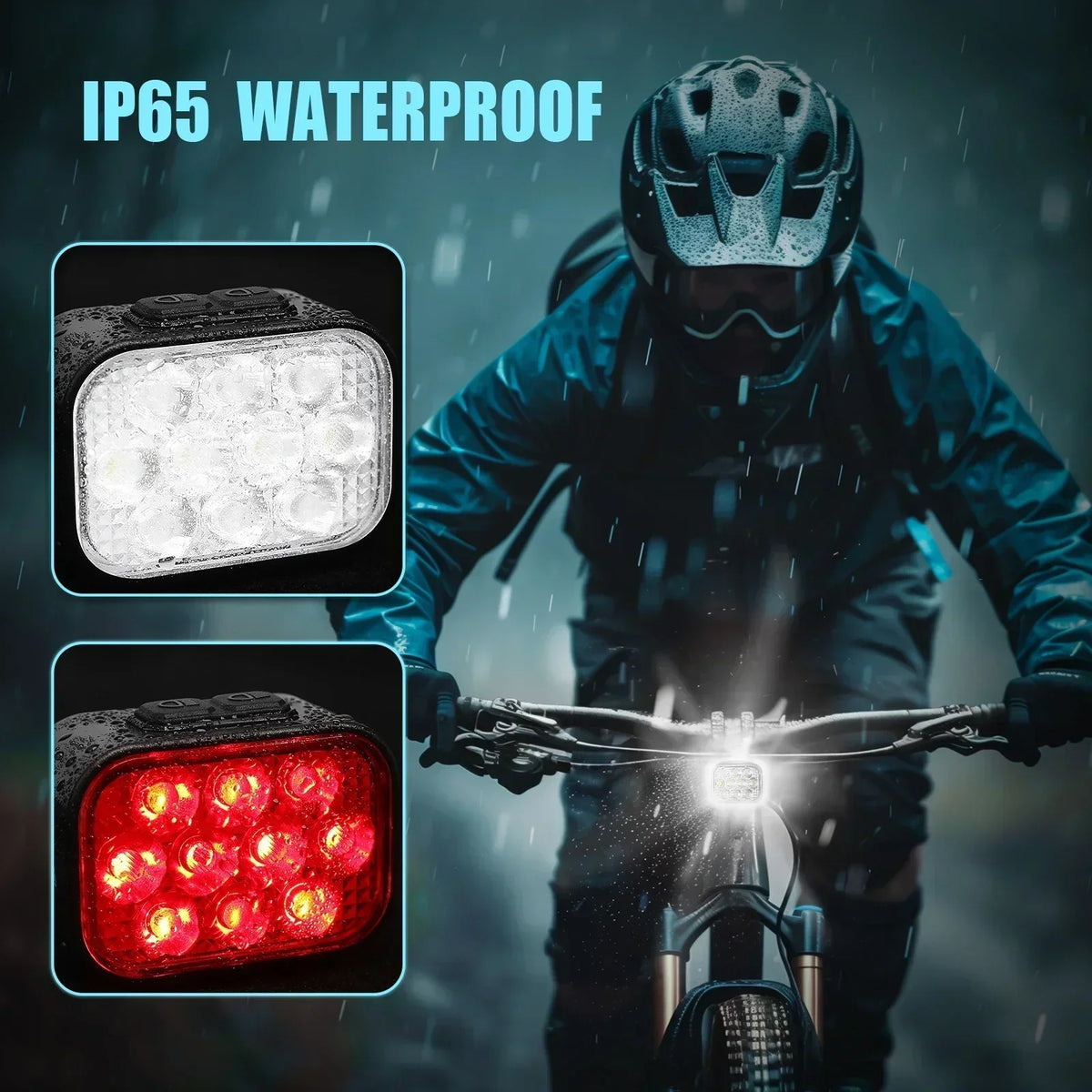 High-Intensity Waterproof LED Bicycle Light Set with Type-C Charging for Front and Rear Use