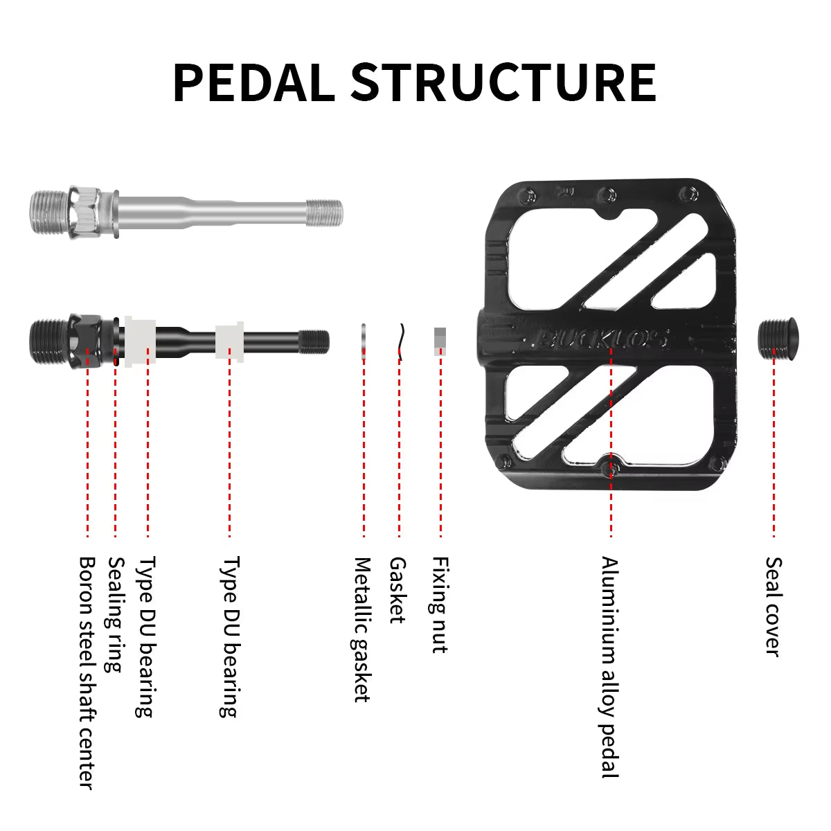 High-Strength Sealed Bearing Bicycle Pedals for Road and MTB, 9/16" Aluminum Alloy Flat Design