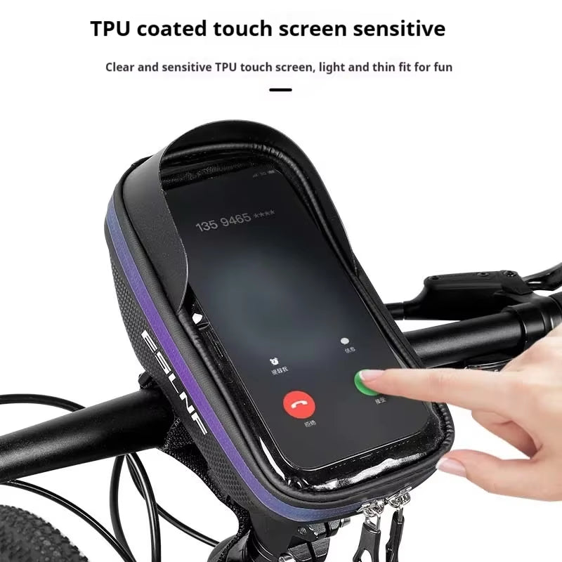 ESLNF Waterproof Hard Shell Handlebar Bag for Bicycles - Large Capacity with Touchscreen Compatibility