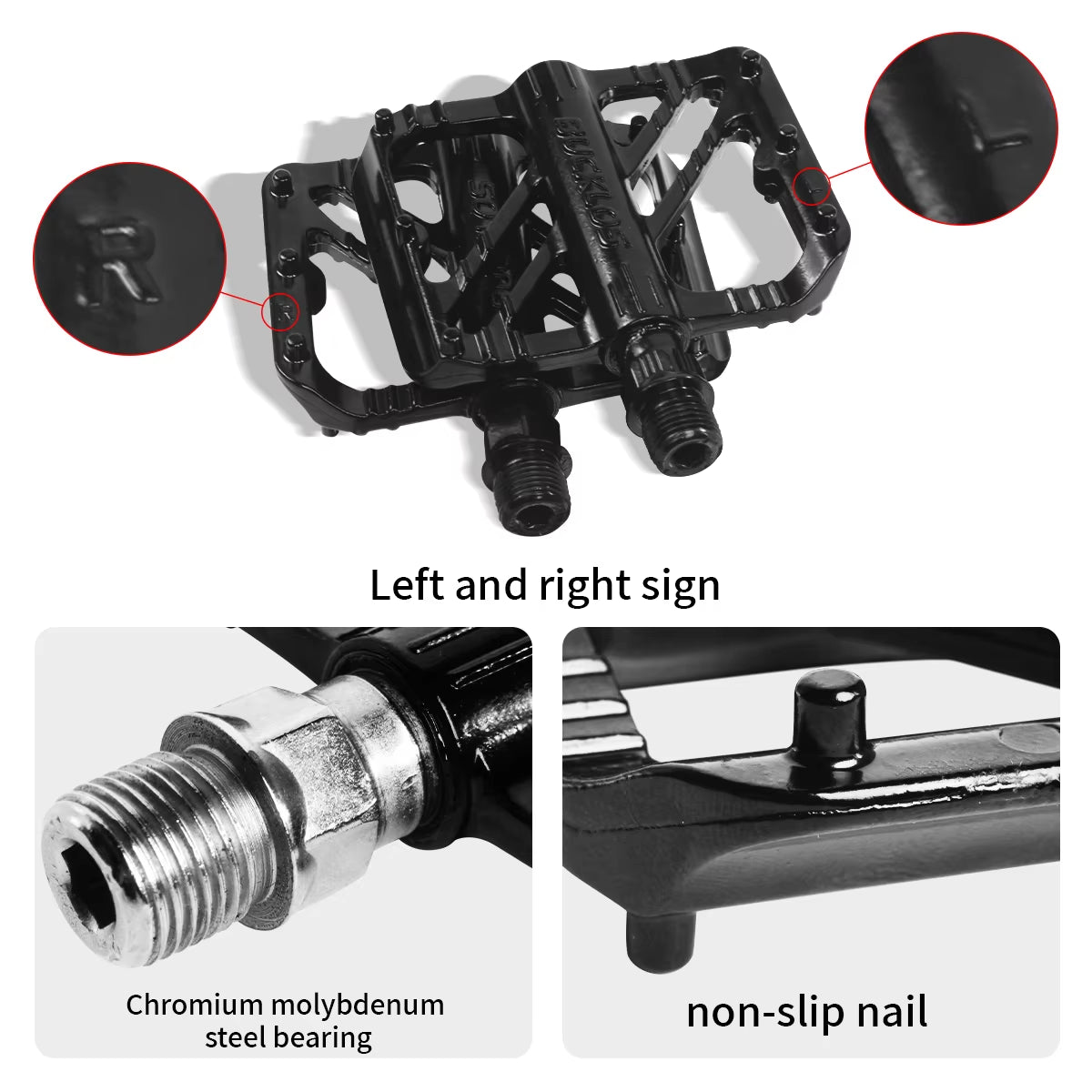 High-Strength Sealed Bearing Bicycle Pedals for Road and MTB, 9/16" Aluminum Alloy Flat Design