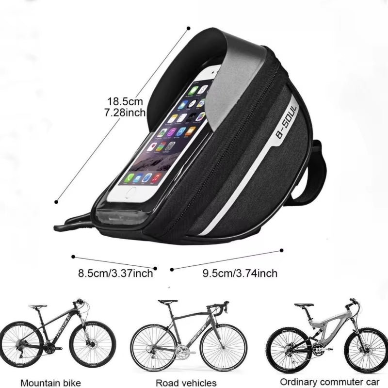 1L Bicycle Frame Top Tube Bag with Touch Screen Phone Holder - MTB Handlebar Cycling Accessory