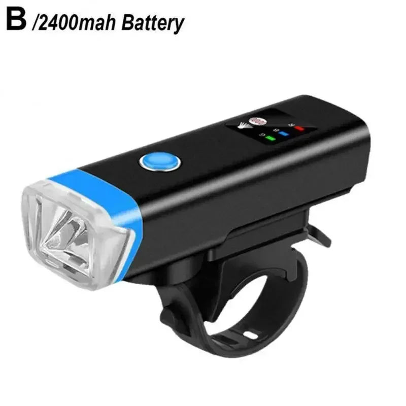 2400mAh Bicycle Headlight and Horn - 2-in-1 USB Rechargeable Front Lamp for Road and MTB Cycling
