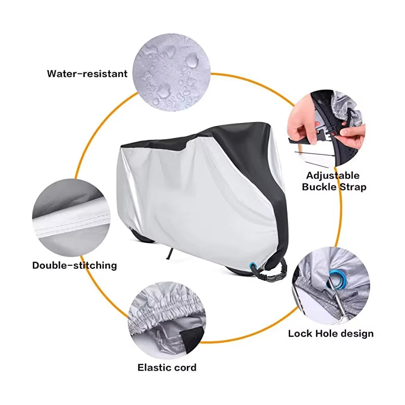 Waterproof Bicycle Cover with UV Protection - Outdoor Rain and Dust Shield in Sizes S/M/L/XL/XXL with Lock Hole