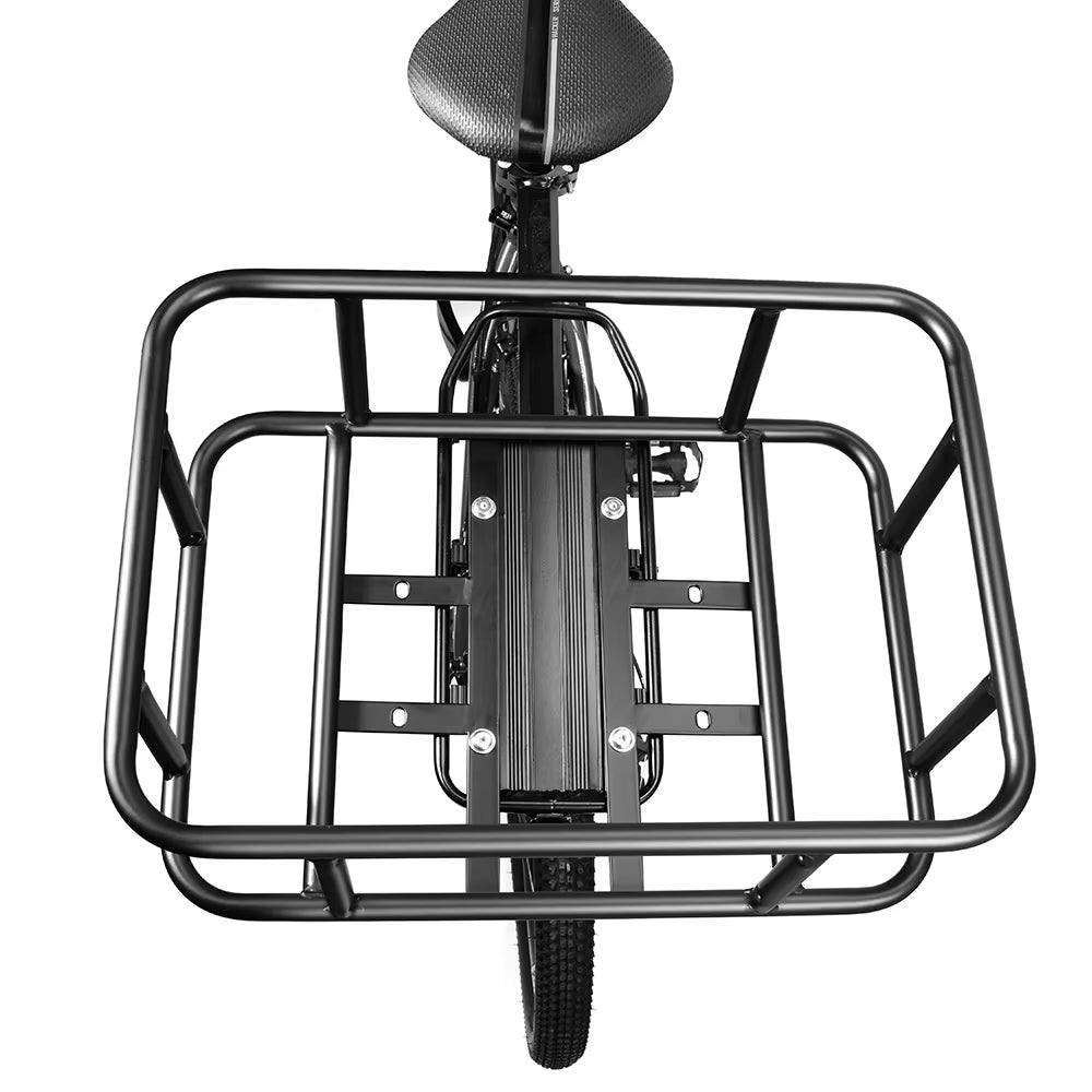 Heavy-Duty Metal Rear Bicycle Basket with Large Rack for Electric Bikes