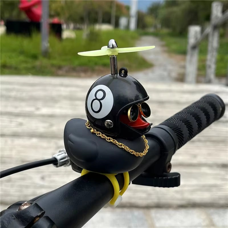 Rubber Duck Bicycle Accessories with Strap and Propeller Horns for Kids and Adults - Fun Outdoor Decoration