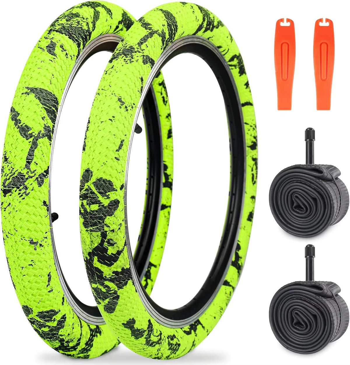 ZUKKA 2-Pack 20" BMX Bike Tire and Tube Set for Kids' City Bikes - Durable Grip Replacement Tires