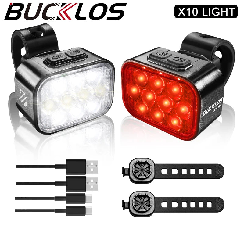 High-Intensity Waterproof LED Bicycle Light Set with Type-C Charging for Front and Rear Use