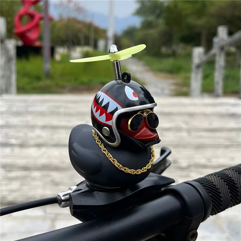 Rubber Duck Bicycle Accessories with Strap and Propeller Horns for Kids and Adults - Fun Outdoor Decoration