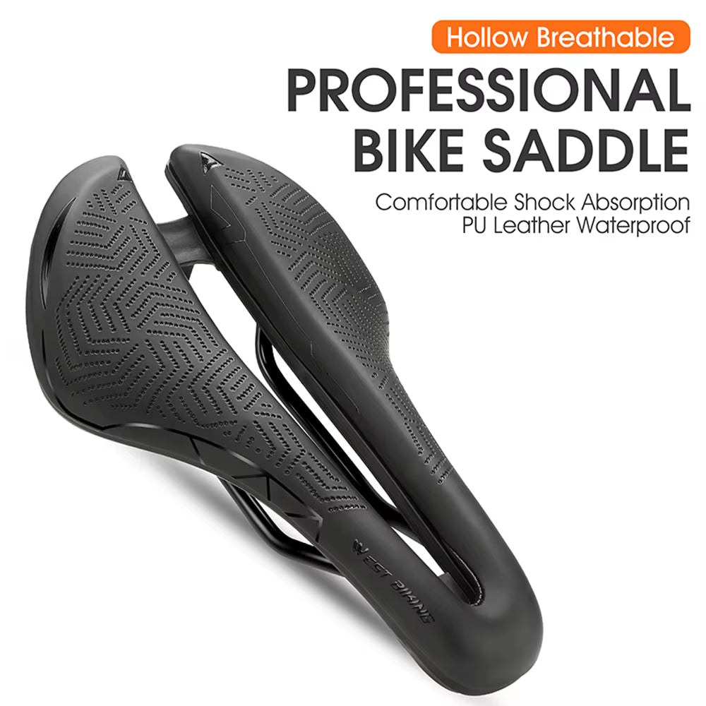 West Biking Hollow Design Breathable Bike Saddle - Soft PU Waterproof Cycling Seat and Accessories