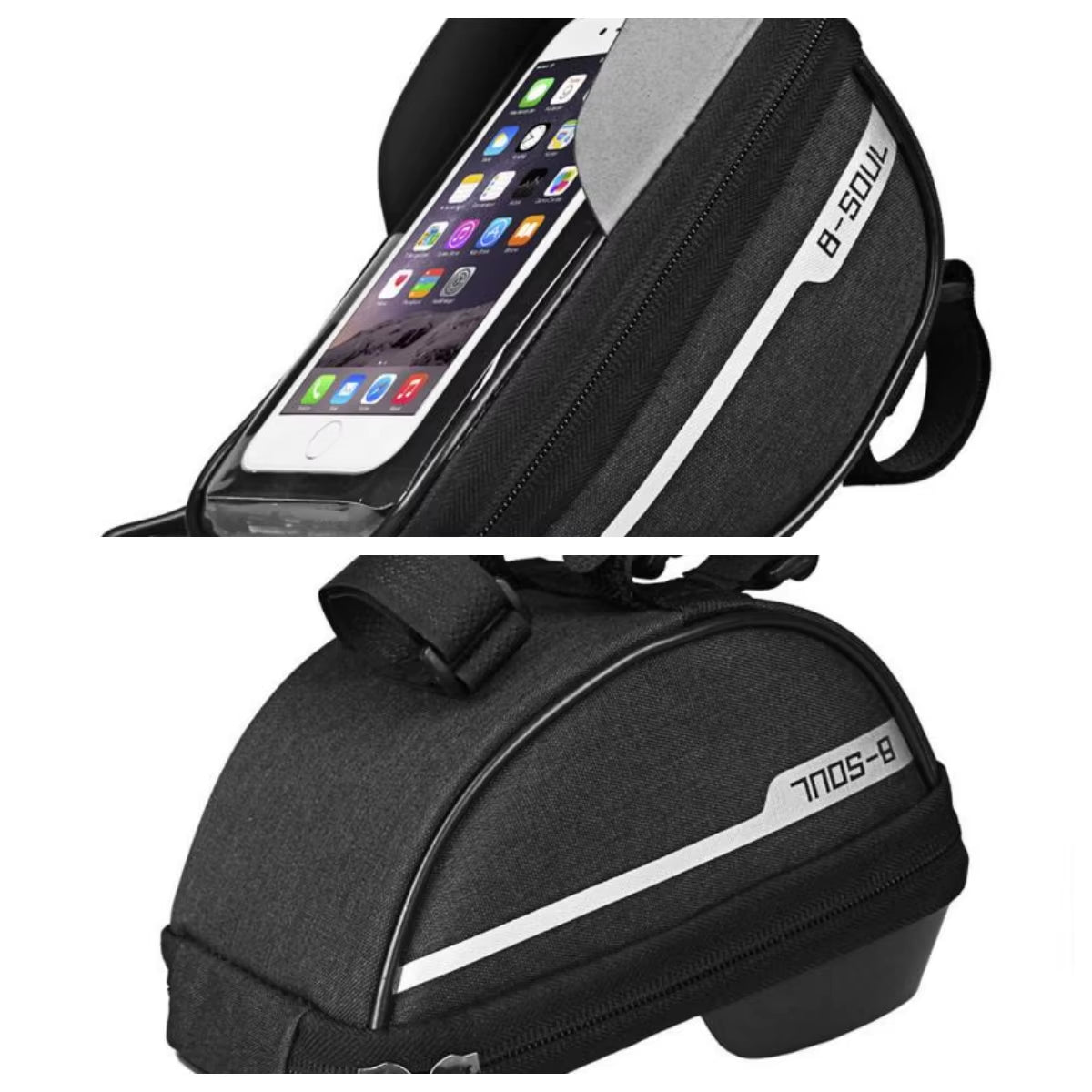 1L Bicycle Frame Top Tube Bag with Touch Screen Phone Holder - MTB Handlebar Cycling Accessory