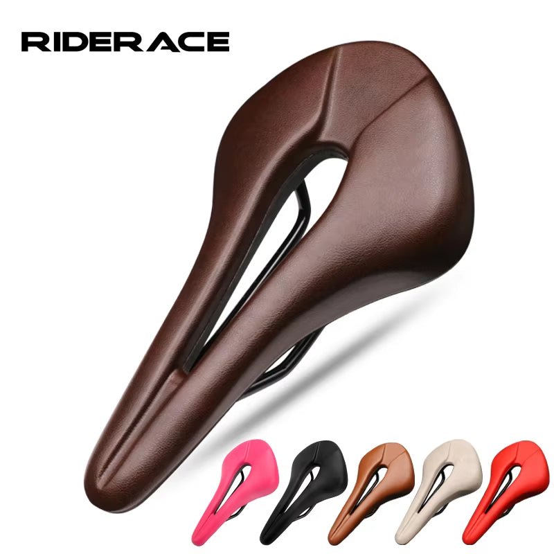 Breathable Hollow Design PU Leather Bicycle Saddle - Soft and Comfortable One-Piece Cushion for MTB and Road Bikes