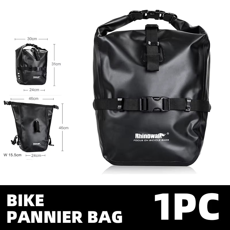 Waterproof Bicycle Side Pannier Bag - 20L/27L Quick Release for Rear Rack - Ideal for Bikepacking and Cycling - Single Unit Sale