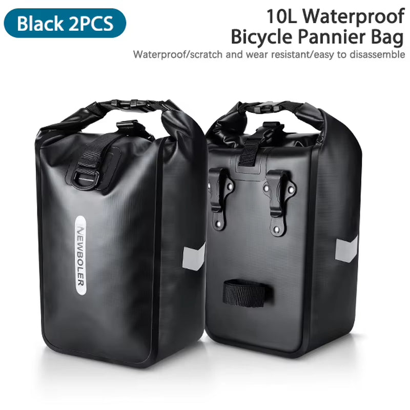 100% Waterproof 20L Bicycle Rear Rack Bag - Travel Cycling Pannier for Tail Seat Trunk