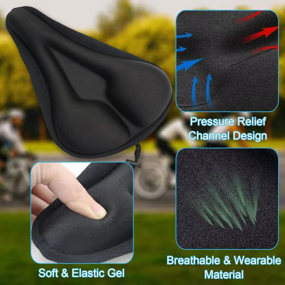 3D Sponge Soft Bicycle Saddle Cover - Breathable Silicone Cushion for Enhanced Comfort